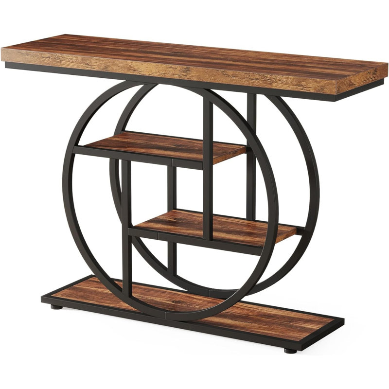 Nazirah 41.3'' Console Table, Rustic Brown, Black