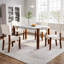 Ensemble de table de salle à manger 5 pièces, 1 table et 4 chaises rembourrées avec pieds en bois d'hévéa massif