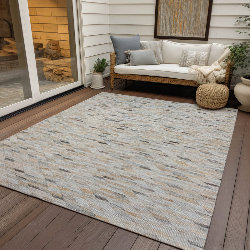 Machine Washable Indoor/Outdoor Claudian ACN1660 Linen Rug, Rectangle 10' x 14'