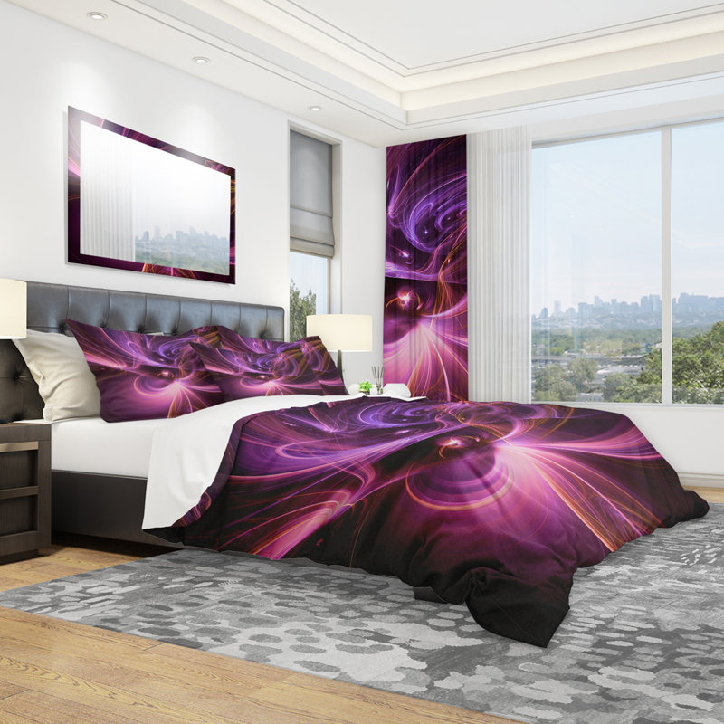 Ensemble de housse de couette fractal light art, Housse de couette très grand + 2 taies décoratives