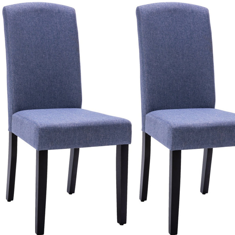 Ensemble de deux chaises Parsons rembourrées en polyester bleu marine et noires, Marine