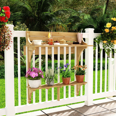 Two Tier Outdoor Solid Wood Plant Stand