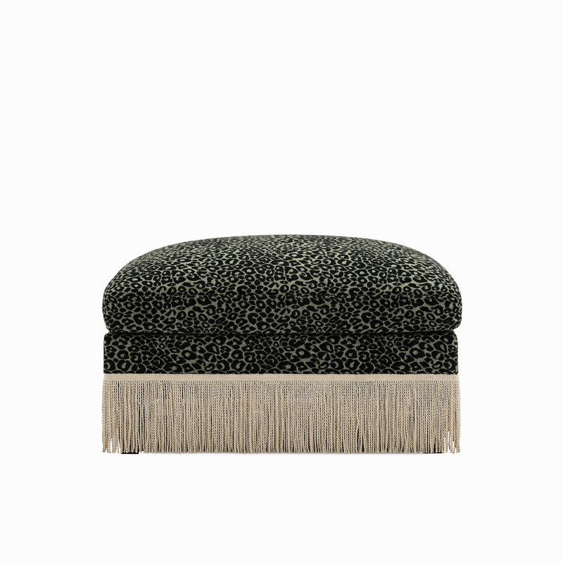 Ottoman Leopard Chenille -Green Black, Black/Green