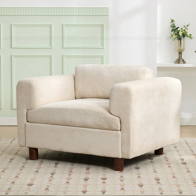 Fauteuil d'appoint moderne surdimensionné et confortable, Beige