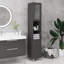Grande armoire de rangement pour salle de bain avec miroir, armoire tour autoportante en bois avec tablettes réglables pour la salle de bain ou le salon