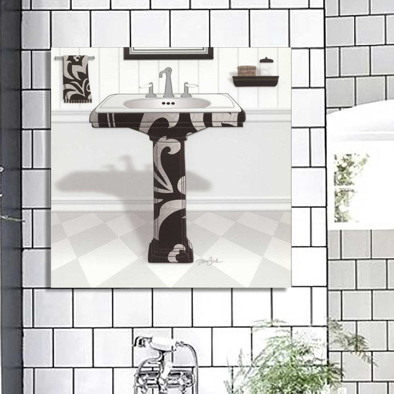 «Black Damask Sink», impression sur toile, H 24 po x l 24 po x P 1,5 po