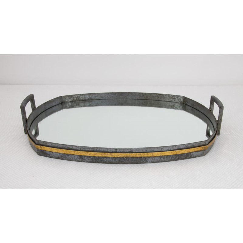 Santiago Decorative Tray, Gray/Gold