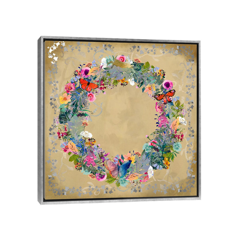 Cercle de fleurs - reproduction d'art murale - toile encadrée, H 18 po x l 18 po, Cadre flottant sans passe-partout