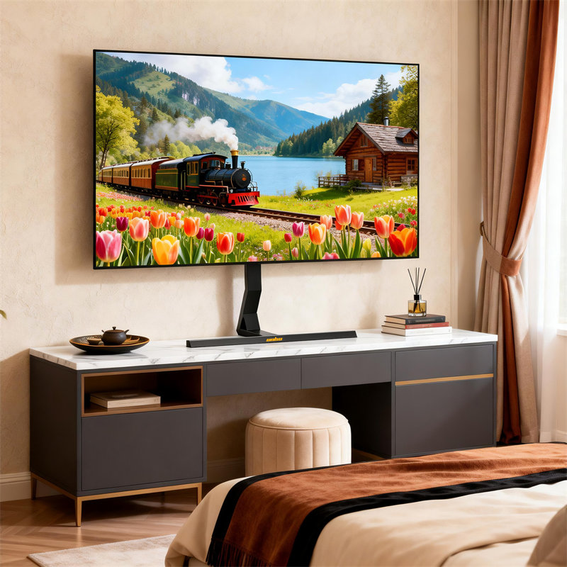 Meuble télé de table 40-75 po, piédestal réglable en hauteur avec pivotement à 45 °
