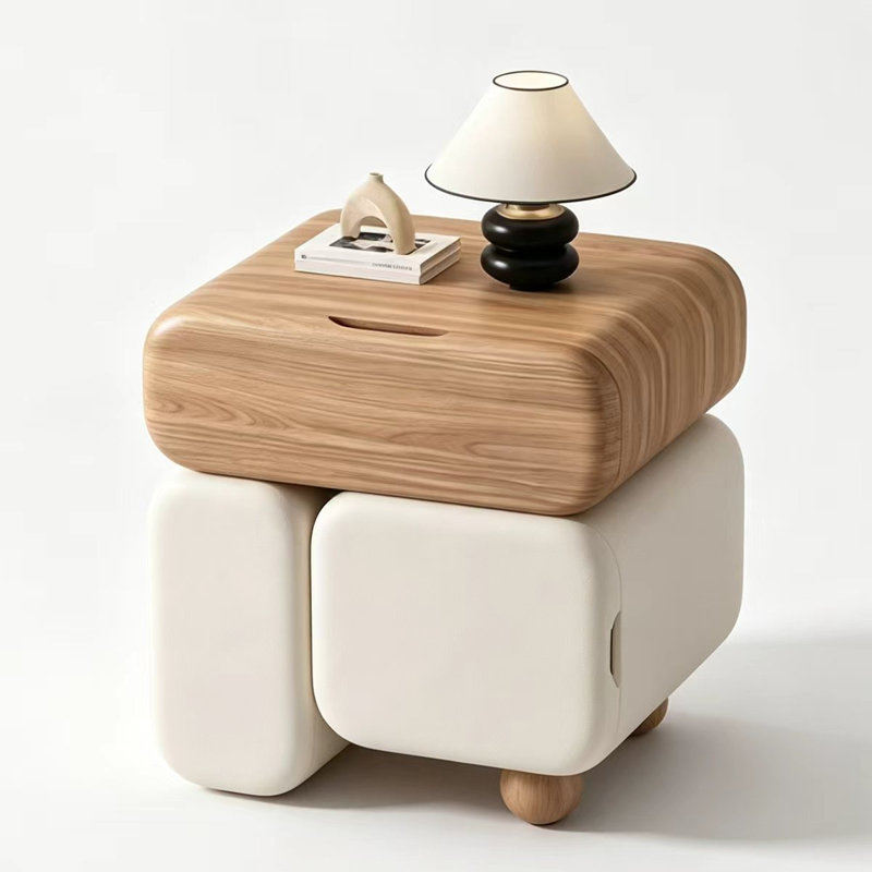 Modern Solid Wood;leatherette
 End Table, 19.69" H x 15.75" W x 15.75" D