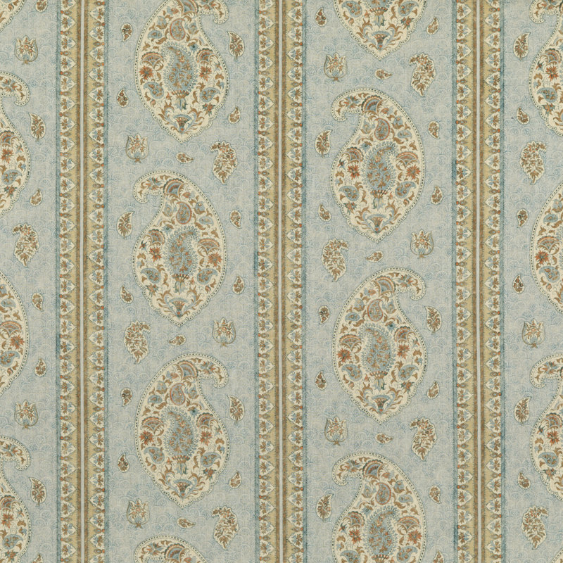 Coromandel Linen Fabric, Blue/Sand