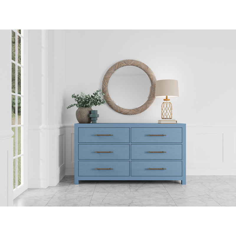 Miroir mural rond en bois massif Lana