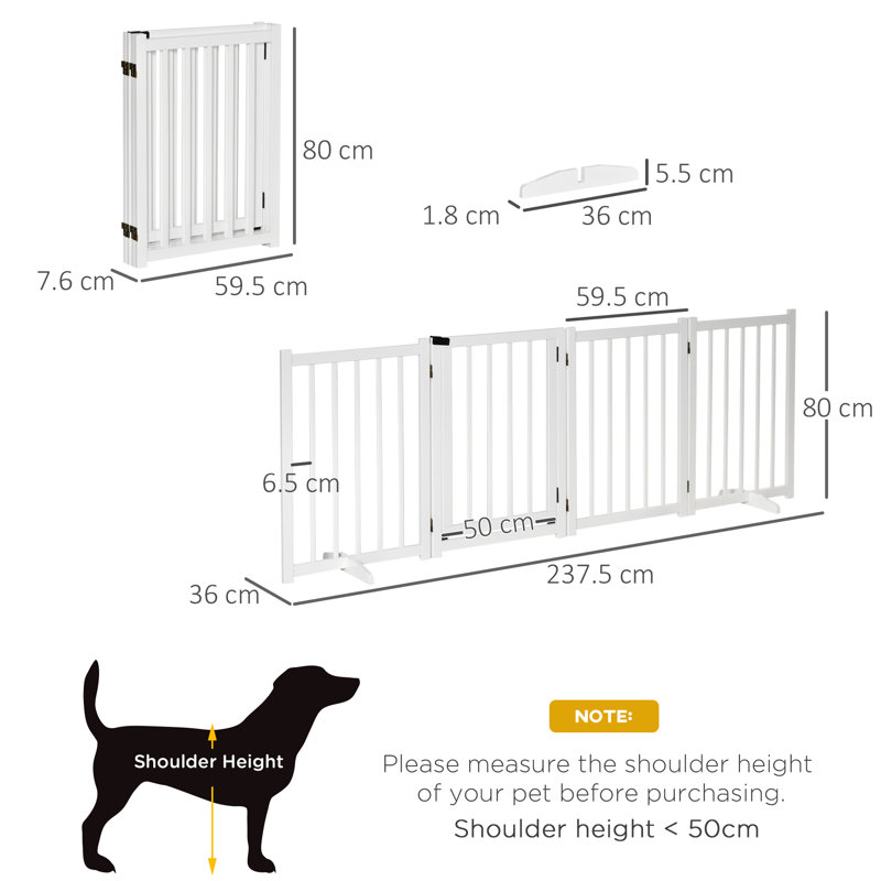 Free Standing Pet Gate With Door, White
