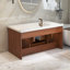 Meuble-lavabo simple 35,4 po Mid-Century avec lavabo encastré en céramique intégré