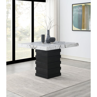 Daleila Square with Solid Wood Base Dining Table
