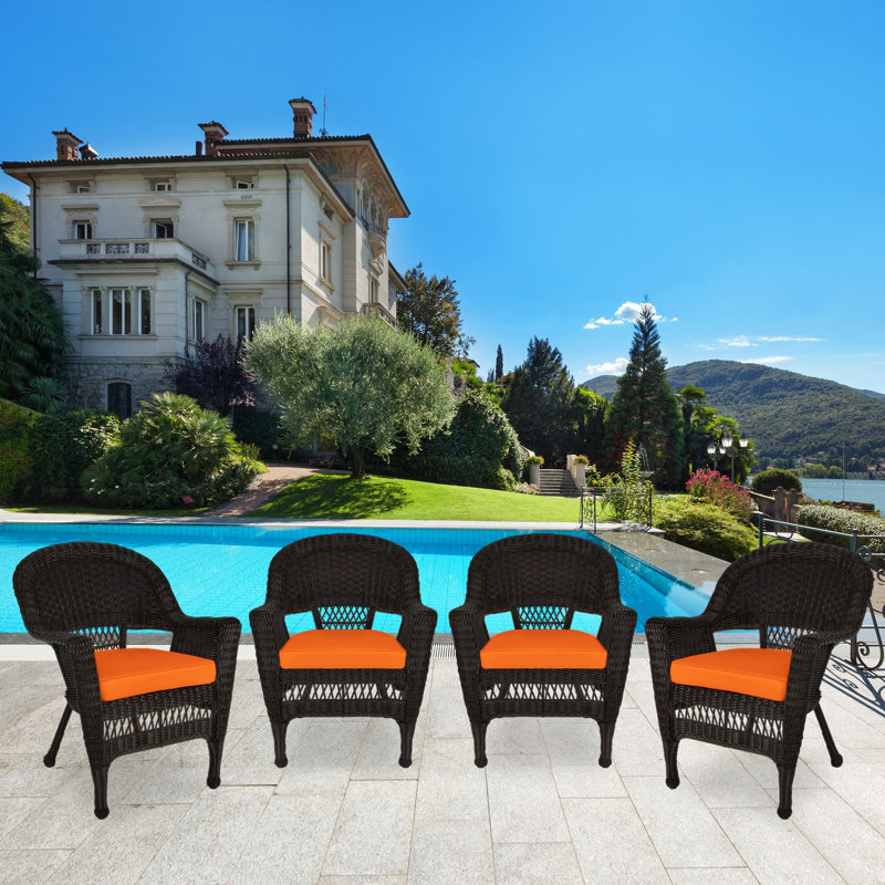 Outdoor Lounge Chair, Orange, Espresso