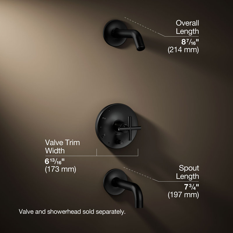 Purist Shower Faucet, Matte Black, Cross