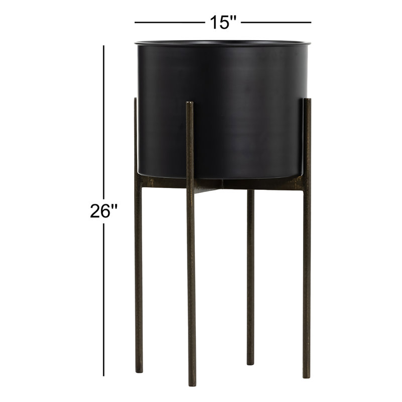 Brinley Metal Planter, 26" H x 15" W x 15" D, Dark Brass-Finished