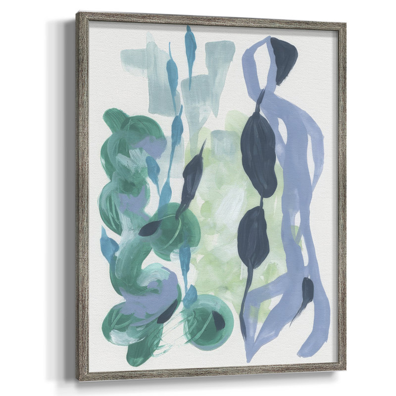 Abstrait varech I, reproduction encadrée - bois massif, H 11 po x l 9 po