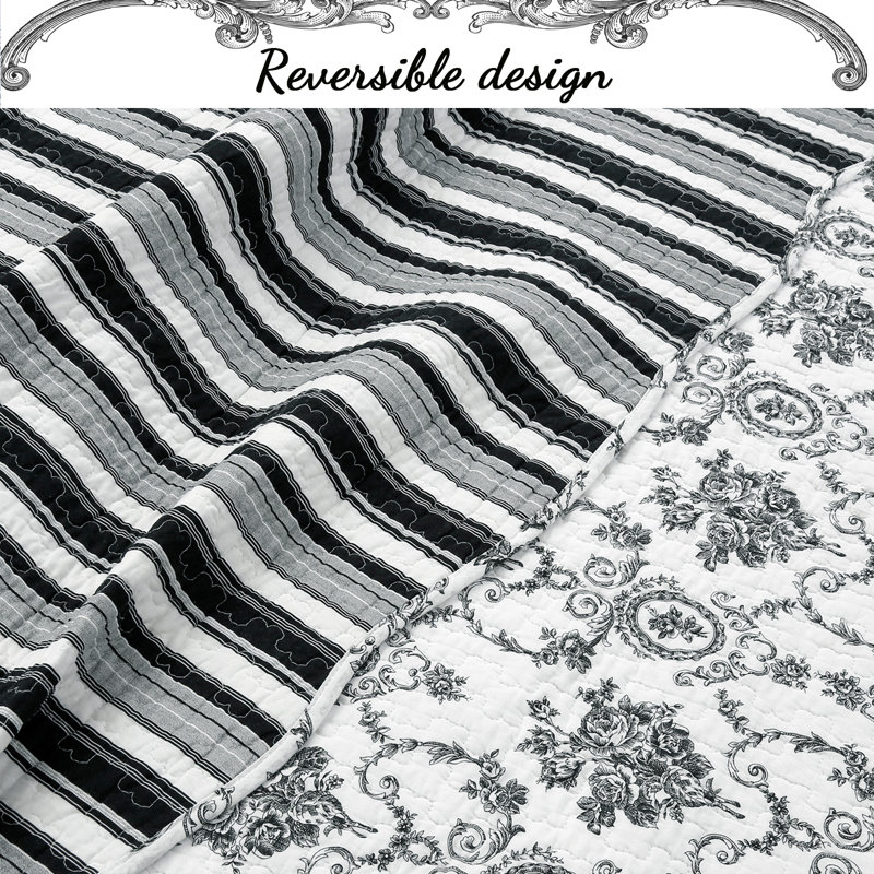 Black and White Cotton Full Quilt Set