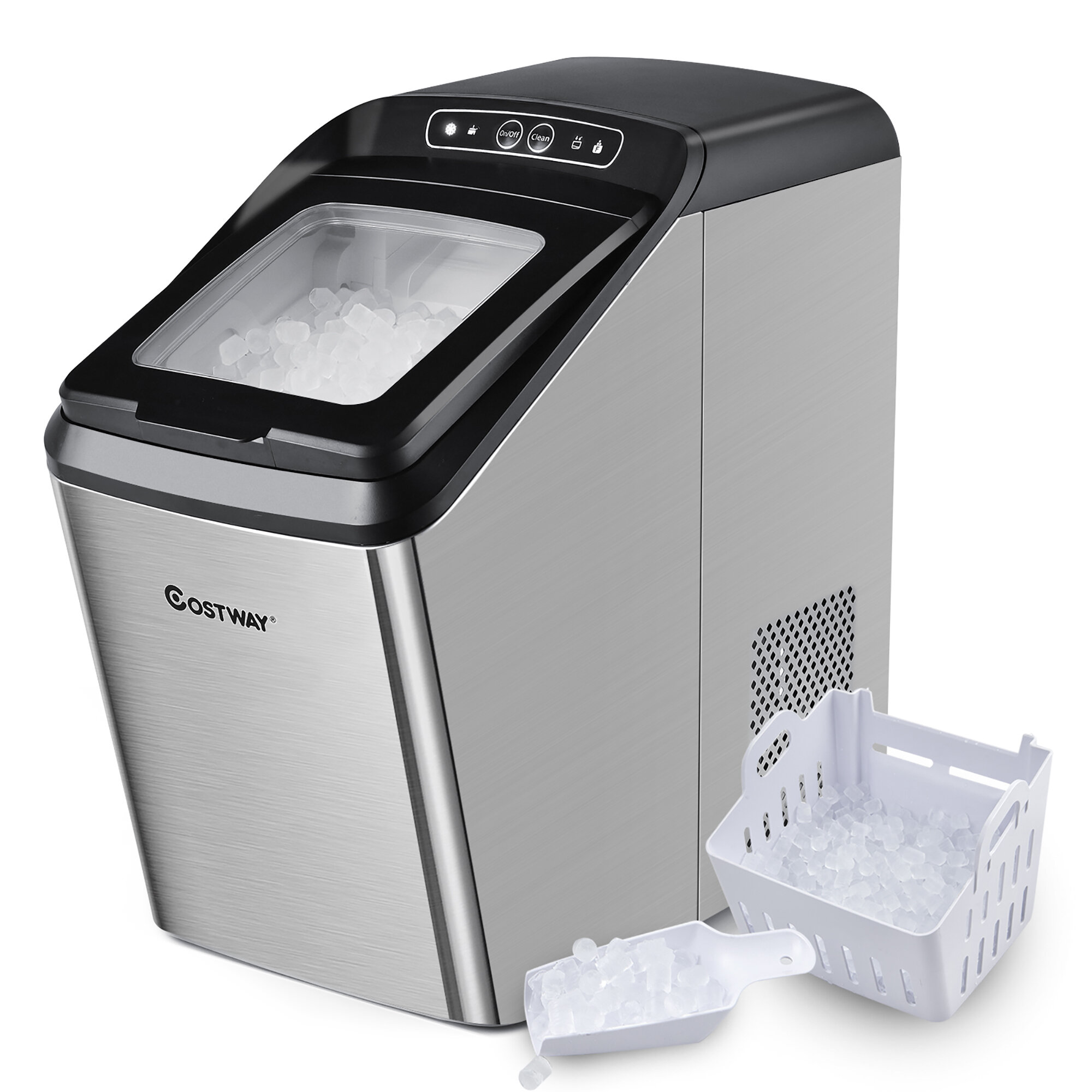 Costway 29 Lb. Daily Production Nugget Ice Freestanding Ice Maker & Reviews