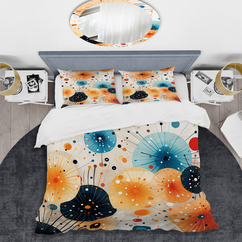 Ensemble de housse de couette orange et bleu Fireworks Magic - Fireworks, Housse de couette simple + 1 taie décorative stan