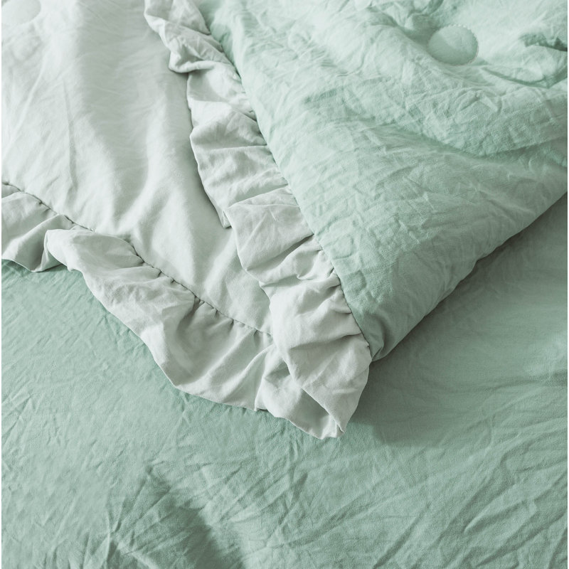 Polyester Comforter, Misty Green, Queen Comforter + 2 Standard Shams