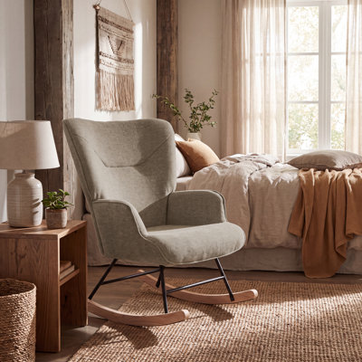 Solid Wood and Iron Rocking Chair