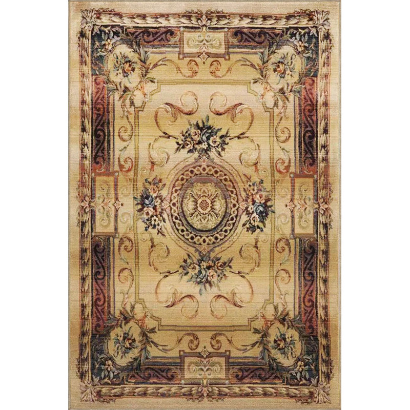 Yellow Modern Patterned Woven Base Washable Rug, Runner 4'11" x 9'10" Rug Pad Included