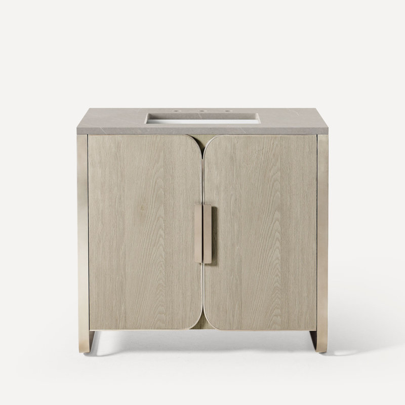 Bergman Bathroom Vanity, Calypso, Natural Gray with Brushed Pewter