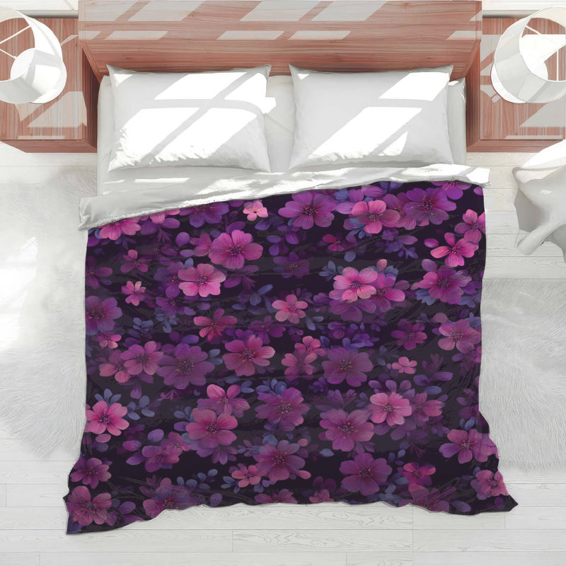 Édredon à motif floral Boho Boho, Édredon très grand, Floral mauve / rose