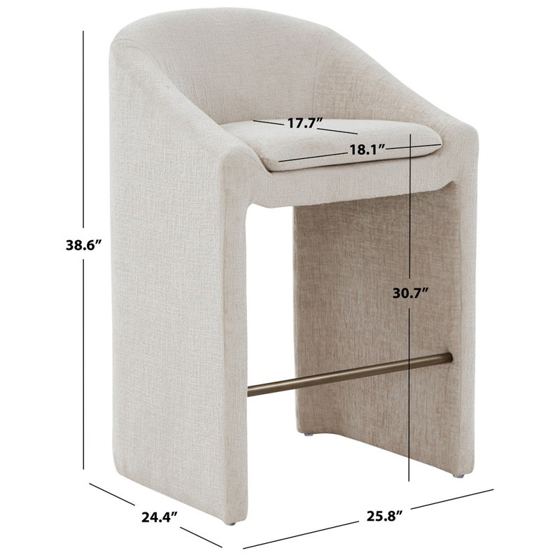 Kagan Chenille Counter Stool, Cream, Bar Stool (30.7" Seat Height)