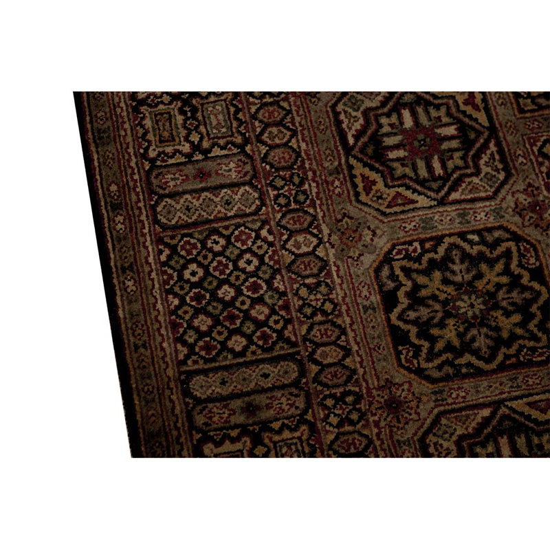 Hand-Knotted High-Quality Black and Black Area Rug
