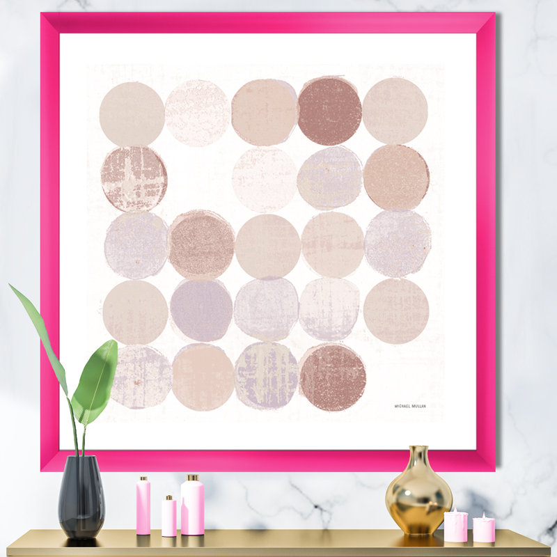 « shade of rose geometric points i »-reproduction d’image sur toile, H 16 po x l 16 po x P 1 po, Encadré rose