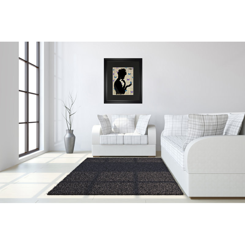 Art mural silhouette papillon - 34 po x 40 po - cadre noir