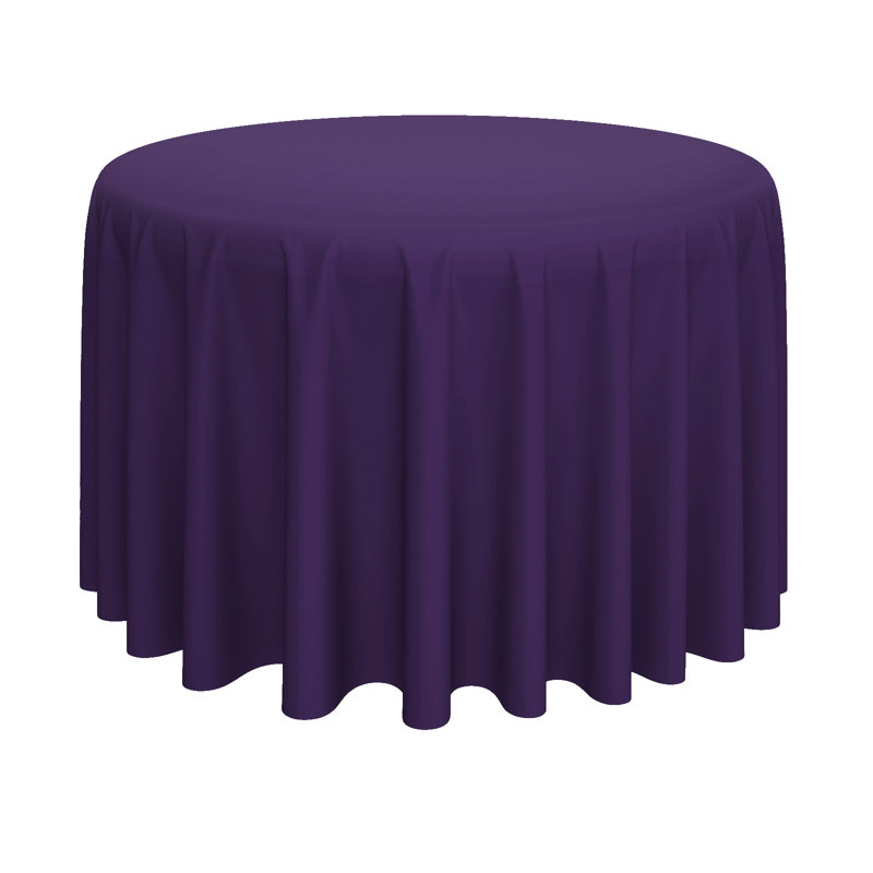 Elegant Purple Round Polyester Tablecloth for Dining or Wedding