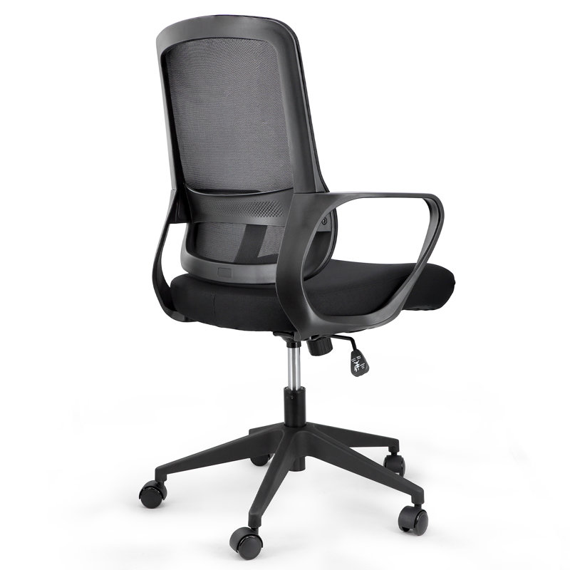  Chaise de bureau noire en tissu et à dossier moyen