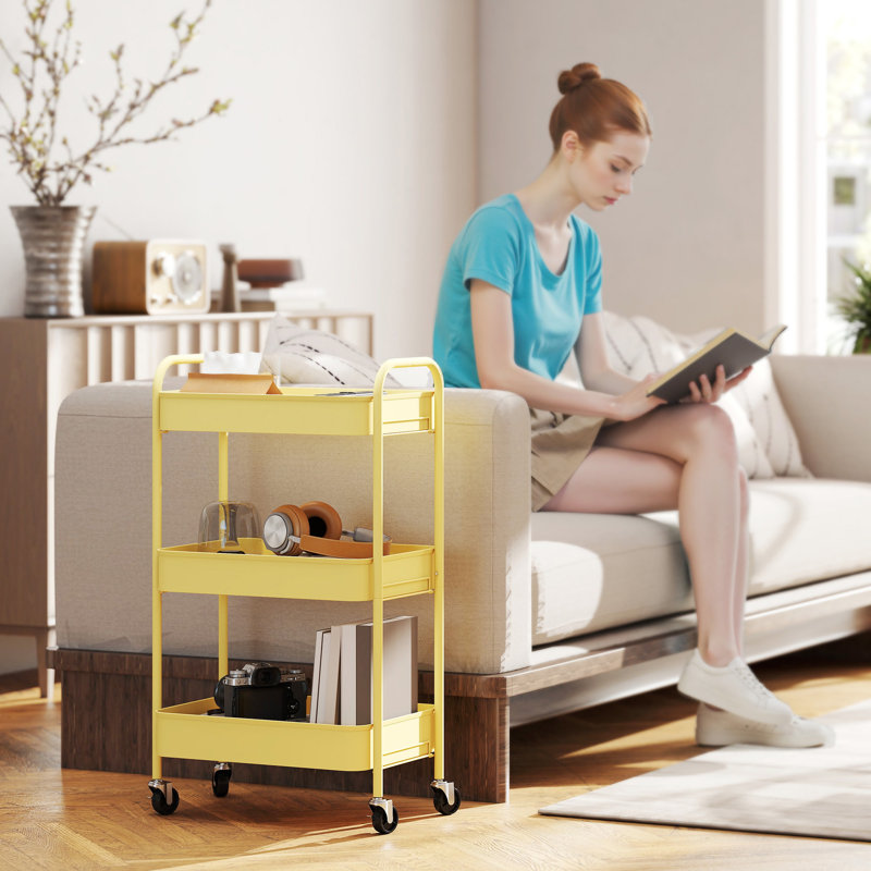 79cm H x 45cm W Utility Cart with Wheels, Yellow