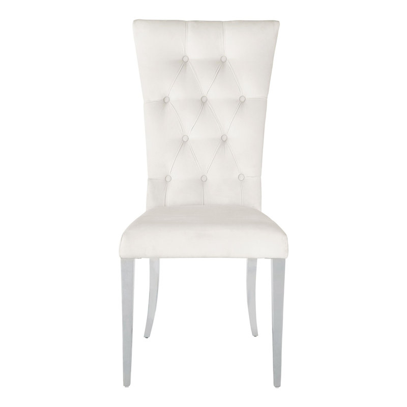 Chaise d'appoint en velours capitonné Hastie, Blanc
