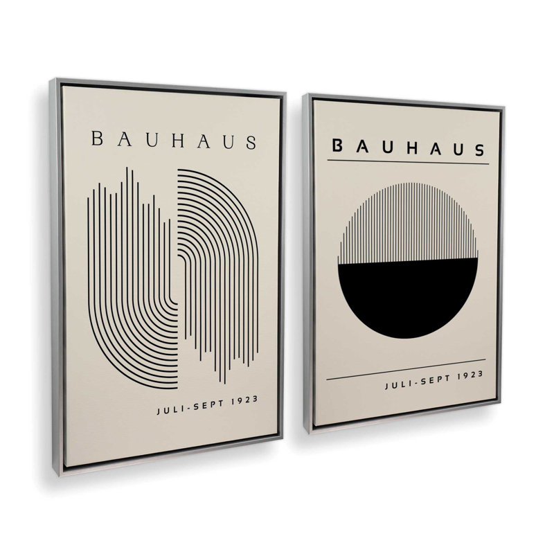 Ensemble de 2 bauhaus modernes modernes, H 19 po x l 26 po, Cadre flottant, Polished Chrome