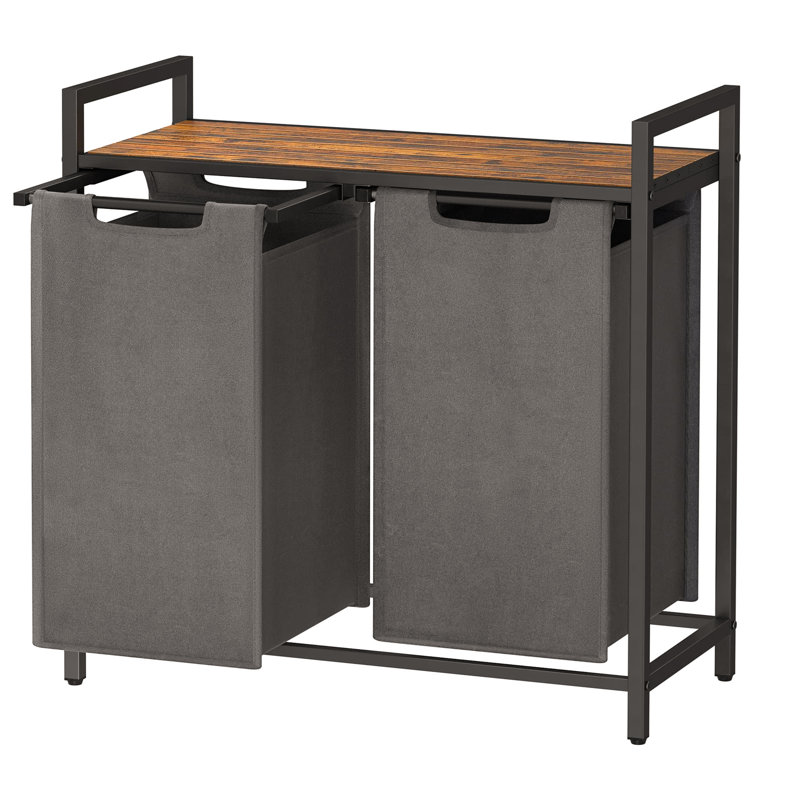 Laundry Sorter with Handles, Rustic Brown/Grey