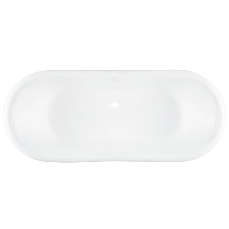 72" Lena Cast Iron Clawfoot Soaking Tub, Brushed Nickel