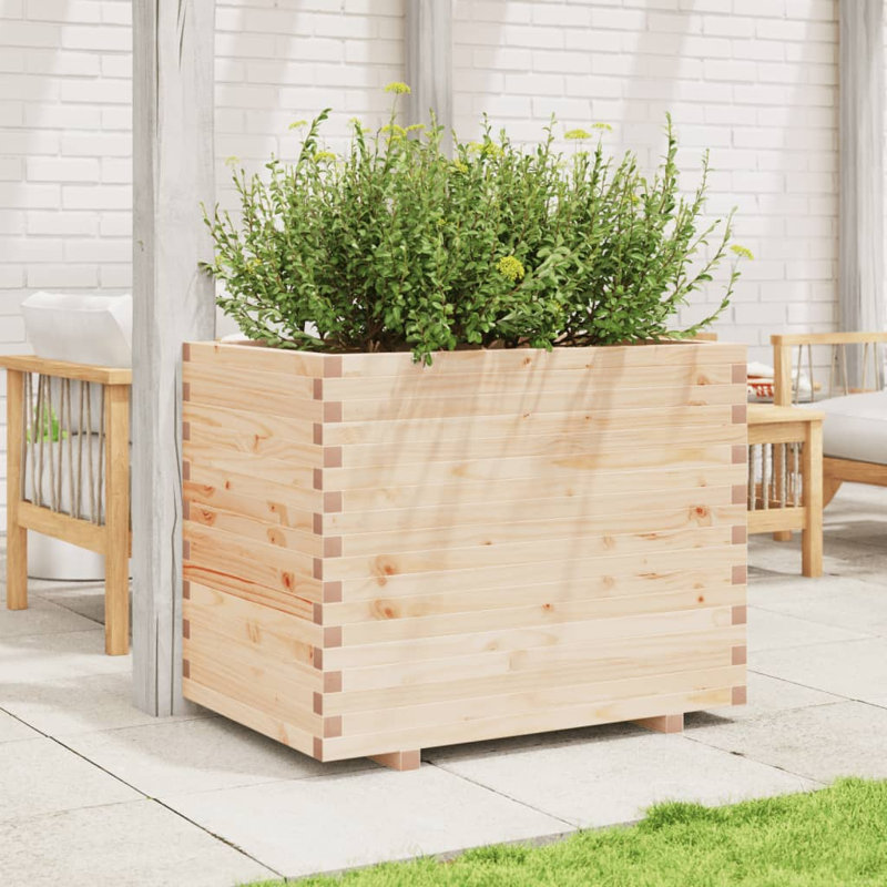 Wood Planter Box, 72cm H x 90cm W x 60cm D, Natural Pine
