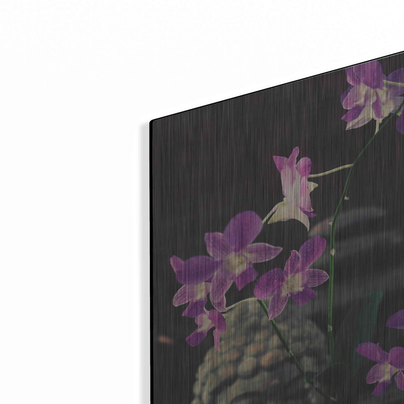 Art mural en métal «Zen Purple Orchids» par Elena Ray, H 16 po x l 12 po