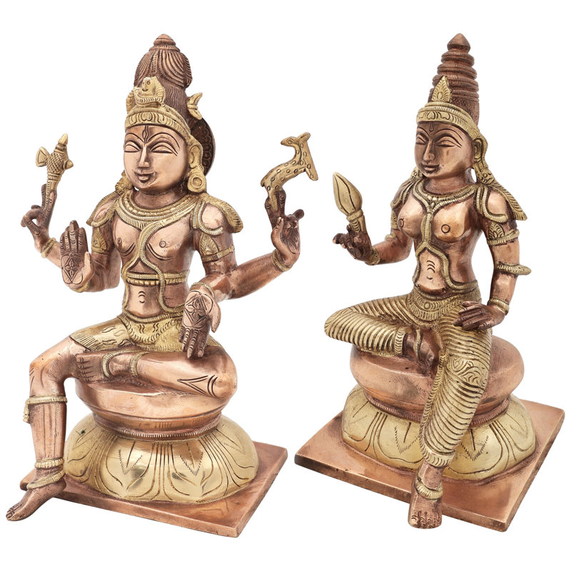 Ensemble de 2 statues Shiva as Pashupatinath avec déesse Parvati