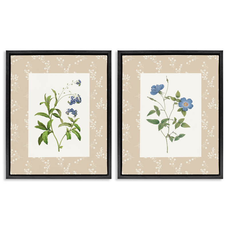 Ensemble de 2 cadres flottants Herbs on Beige Botanicals, design par Val Rhodes, H 31 po x l 25 po