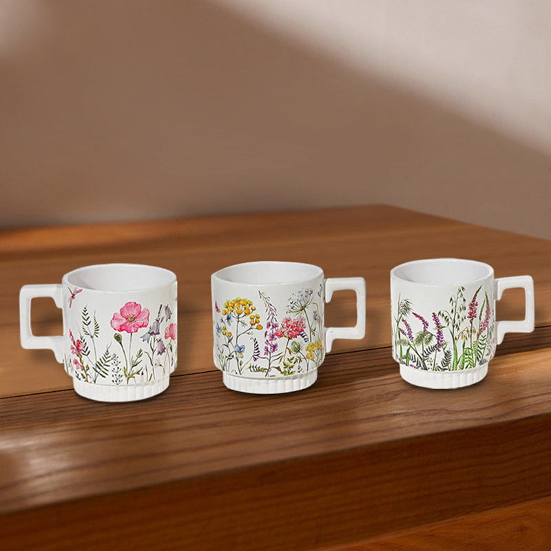 Ensemble de pots à fleurs en céramique 6 pièces Floral Garden