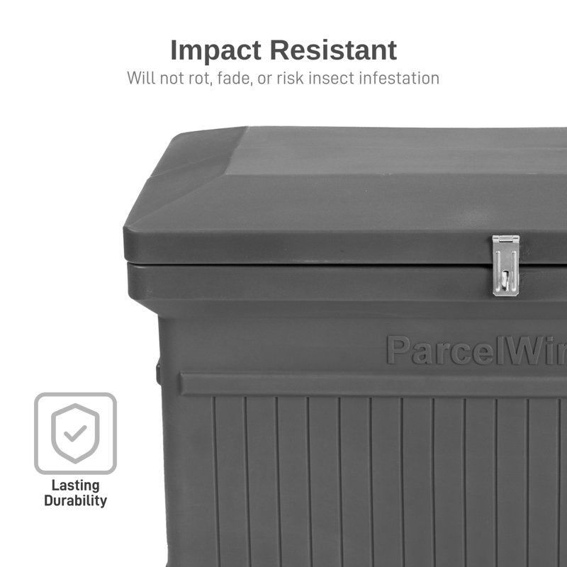 Parcelwirx Premium Horizontal Storage Cabinet/Lockable Package Delivery Box With Hinged Lid, Graphite, Graphite