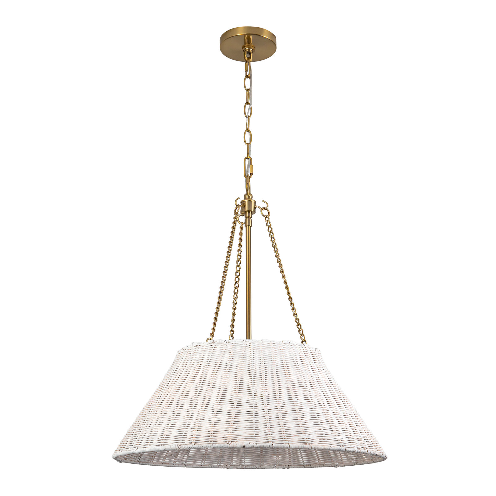 Ariette 22-in Pendant, White Rattan