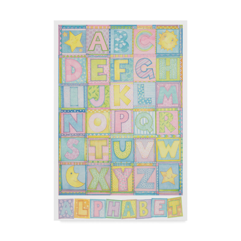 « alphabet », art encadré, H 19 po x l 12 po x P 2 po